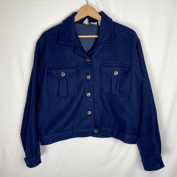 Erika Casuals wool blend navy peacoat Sz. M coastal, chic, minimal - Picture 1 of 8